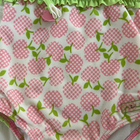 Azul Swimwear Pink and Green Apple Print Swimsuit - Picture 2 of 8
